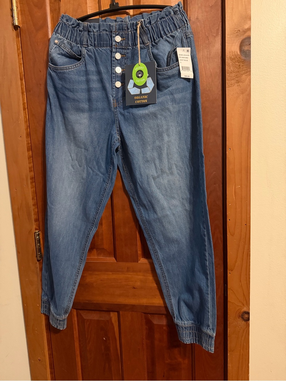 Indigo Rein Blue Women's Elastic Waist Button-Front Jeans